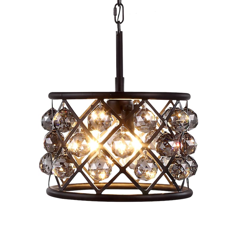 Hoop 3 Light 12" Grey Iron Smoke Crystal Chandelier & Led 9.00 Bed